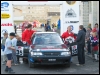 Subaru Legacyl võistelnud Hanno Viik ja Tanel Peebu Paide ralli finišis. (13.09.2003) Villu Teearu