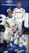 ADAC Saksamaa rallil: Fordi pilodid Mikko Hirvonen, Jari-Matti Latvala, Francois Duval, Markko Märtin. (24.07.2003) Tony Welam (Lehtikuva / Scanpix)