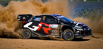 Sébastien Ogier ja Vincent Landais kiiruskatsel. Foto: Toyota Gazoo Racing
